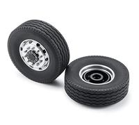 AXspeed Juego de 2 ruedas delanteras y neumáticos, ruedas RC para 1:14 Tamiya Tractor Camión Climbing Trailer Cargo Car