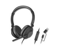 Axtel One UC Stereo Wired Headset - USB-A & USB-C - ENC Noise Cancelling Mic - Inline Controls - 40mm Speakers - Plug & Play - Microsoft Teams, Zoom - Made in the EU