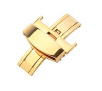 AXTGBHL 10 12 14 16 18 20 22 24 mm 316L Hebilla de mariposa Botón de correa de acero inoxidable automático de doble clic for correa de reloj(Gold,12mm)