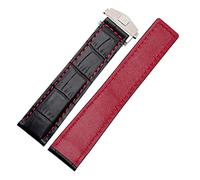 AXTGBHL 19mm / 20 mm / 22 mm Fibra de cuero reloj reloj hombre reloj de goma for correa reemplazo duradero negro azul marrón ajuste for Samsung(Black 1 red 20mm,Black clasp)