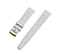 AXTGBHL 2 2mm Correa de reloj de goma fluoro tropical 20 Mm Ajuste de reemplazo for seiko SRP777J1 Mira la banda de banda de buceo pulsera impermeable correa for hombres(White Gold)