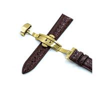 AXTGBHL 20 mm 22mm correa de cuero negro/marrón ajuste for tissot/ajuste for huawei/ajuste for la banda de reloj de Samsung con negro/oro/hebilla de plata con caja(Brown Gold,20mm)