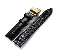 AXTGBHL 20 mm reloj de reloj de reloj de reloj 18 mm 19 mm 20 mm 21 mm 22 mm de cuero suave de la correa de la correa de la correa de observación de la banda de reloj(Gold-black,18mm)