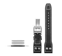 AXTGBHL 21MM 22MM apto for correa de reloj IWC con ajuste for correa de cuero marca del Principito con clavo(Black-silver,22mm)