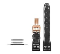 AXTGBHL 21MM 22MM apto for correa de reloj IWC con ajuste for correa de cuero marca del Principito con clavo(Black-rose balck,21mm)