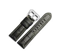AXTGBHL 22 mm 24 mm 26 mm de reloj de reloj de reloj de reloj de reloj de lujo Universal Watchstrap de lujo apto for Pila Mira la marca de la marca Patrón de cocodrilo Herramienta(Black silver,24mm)