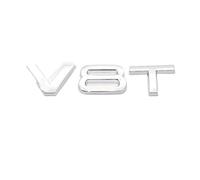 AXTGBHL 3D Metal V6T V8T Emblema Lateral Cola Maletero Logo Insignia Pegatina Estilo de Coche Apto Fit For Audi A3 A4 A5 A6 A7 A8 S3 S4 S5 S6 Q3 Q5 Q7(V8T Silver)