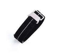 AXTGBHL 60s French Troop Bolsa de paracaídas correa Ajuste for la correa de la OTAN 22 mm Pulsera de nylon elástica Accesorios Reloj de reloj Reemplazar las correas de reloj de 20 mm(Black White Line)