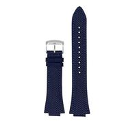 AXTGBHL Ajuste for Casio Ajuste for Tissot Ajuste for teel Ocean Heart Edifice SeriesEFB-680 ECB-10D Correa de reloj negra de lona de nailon elevada con hebilla(A-blue-silver)