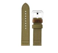 AXTGBHL Ajuste for Panerai Ajuste for Fossil Ajuste for Breitling Correa de reloj de lona de doble cara Correa de reloj retro for hombre de 24 mm Pulsera gruesa inferior(A Army Green Silver)