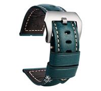 AXTGBHL Ajuste for Panerai PAM111 441 Pulsera de Cuero Hecha a Mano Pulsera de Cuero Vintage 22 24 26mm(Blue Silver Buckle,22mm)
