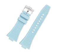 AXTGBHL Ajuste for Tissot Ajuste for la serie PRX Correa de liberación Super Player T137.407/410 Correa de reloj de goma Pulsera de silicona resistente al agua Hombre 26 * 12 MM(Light blue-silver)