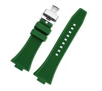AXTGBHL Ajuste for Tissot Ajuste for la serie PRX Correa de liberación Super Player T137.407/410 Correa de reloj de goma Pulsera de silicona resistente al agua Hombre 26 * 12 MM(Green-silver a)