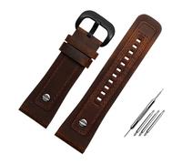 AXTGBHL Apto for Seven Friday P1/2 Q2/03/M2/M021 T2 correa de reloj de cuero Vintage Diesel de gran tamaño for hombres correa de Metal remachada pulsera de 28mm(A-Dark brown-black)