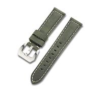 AXTGBHL Banda de cuero moderna Zulu Reloj Correa Negro Marrón rojo Pulsera de los hombres de 20 mm 22 mm 24 mm de reloj de relojes Accesorios de acero Hebilla de acero(Dark green,24mm)