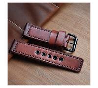 AXTGBHL Banda de reloj de cuero 20 mm 22 mm 24 mm de reloj de reloj hebilla de acero inoxidable Correa de muñeca Pulsera de brazalete Apto for PANERAII(Red-Black Buckle,20mm)