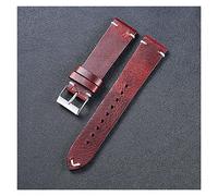 AXTGBHL Banda de reloj de cuero de cera de aceite de la vendimia 20 mm 22 mm de costura hecha a mano Correa de reloj de cuero for hombres pulsera de muñeca reloj de reloj(Wine red,22mm)