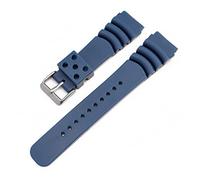 AXTGBHL Banda de reloj de goma flúor de buceo 20 mm 22 mm 24 mm impermeable Pulsera deportiva Pulsera de muñeca Reloj Ajuste for Seiko Diver Scuba Fit for Casio(Blue Silver Bukcle,22mm)