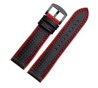 AXTGBHL Banda de reloj de silicona de fibra de carbono 18 mm 20 mm 22 mm 24mm Watchstrap WatchBand Banda de goma Pulsera de goma Accesorio Correa impermeable(Double line red1,19mm)