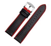 AXTGBHL Banda de reloj de silicona de fibra de carbono 18 mm 20 mm 22 mm 24mm Watchstrap WatchBand Banda de goma Pulsera de goma Accesorio Correa impermeable(Single line red,18mm)
