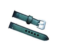 AXTGBHL Banda de reloj grueso Correa de cuero vintage 20 mm 22 mm 24 mm con hebilla de acero inoxidable reloj de reloj correa correa pulsera apta for panerai Kzb02(Grn,20mm)