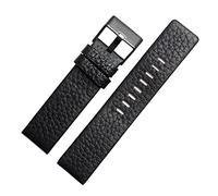AXTGBHL Bandas de cuero DZ1657 DZ1405 DZ120 Mira las bandas de reloj de pulsera for hombres de Strap 2 6 mm 28 mm 30 mm 22 mm 24 mm Apto for diesel(Black-black buckle,24mm)