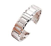AXTGBHL Bandas de reloj de acero inoxidable AR2452 AR2453 AR2448 Reloj Correa reloj de reloj de banda mariposa hebilla matorral negro plata rosa oro ajuste for Armani(Silver)