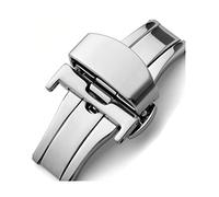 AXTGBHL Bandeja de despliegue de mariposa Automático doble clic en el botón de correa de acero inoxidable for la banda de reloj 14mm 16 mm 20 mm 22mm herramienta de regalo(BLACK WHITE,16mm)