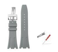AXTGBHL Caucho de flúor de 26 mm apto for Audemars y apto for Piguet Royal Oak serie 15400 15703 Hebilla plegable Correa de reloj de repuesto for hombres apto for AP(Grey silver)
