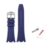 AXTGBHL Caucho de flúor de 26 mm apto for Audemars y apto for Piguet Royal Oak serie 15400 15703 Hebilla plegable Correa de reloj de repuesto for hombres apto for AP(Blue silver pin)