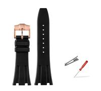 AXTGBHL Caucho de flúor de 26 mm apto for Audemars y apto for Piguet Royal Oak serie 15400 15703 Hebilla plegable Correa de reloj de repuesto for hombres apto for AP(Black rose pin)