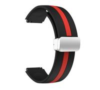 AXTGBHL Correa de 18MM, 20mm y 22mm compatible con Samsung Galaxy Watch 6, 5, 4, 44MM y 40mm, pulsera Active 2 Gear S3 con botón magnético, Correas universales(Black Red-S,18mm)