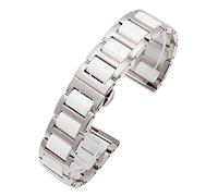 AXTGBHL Correa de acero de cerámica Negro/Blanco Phnom Penh 20mm 22 mm Ajuste for Samsung Galaxy/Fit for Huawei Watch 46mm S3 Frontier/Ajuste for reloj de reloj clásico(White Silver,20mm)