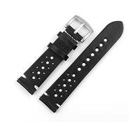 AXTGBHL Correa de cuero Banda de reloj porosa 18 mm 20 mm 22 mm Mira accesorios Accesorios Hollow Design Hombres Watchstrap Cinturón de reemplazo(Schwarz,18mm)