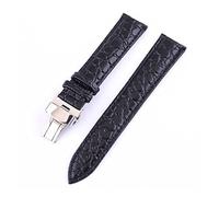 AXTGBHL Correa de cuero for hombres y mujeres 18mm 20 mm 22mm 24mm bizcilla de mariposa correa de cuero(Schwarz,22mm)