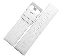 AXTGBHL Correa de cuero for reloj, pulsera de reloj de 22, 24, 26, 27, 28 y 30mm, apta for relojes diésel, correa de cuero negro(White silver buckle,27mm)