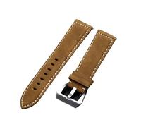 AXTGBHL Correa de cuero marrón Vintage for hombre y mujer, repuesto de pulsera de reloj, pulsera con hebilla sólida, 18mm, 20mm, 22mm y 24mm(Gelb,18mm)