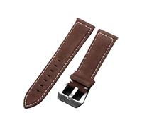 AXTGBHL Correa de cuero marrón Vintage for hombre y mujer, repuesto de pulsera de reloj, pulsera con hebilla sólida, 18mm, 20mm, 22mm y 24mm(Red brown,24mm)