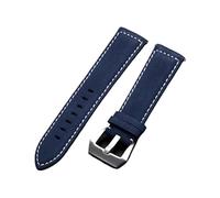 AXTGBHL Correa de cuero marrón Vintage for hombre y mujer, repuesto de pulsera de reloj, pulsera con hebilla sólida, 18mm, 20mm, 22mm y 24mm(Blue,18mm)