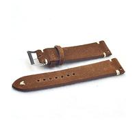 AXTGBHL Correa de gamuza hecha a mano Strap de reemplazo de la muñeca de acero inoxidable Hebilla de acero marrón blanco Sutura negra Sutura de liberación rápida(White stitching,18mm)
