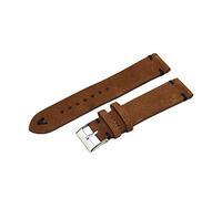 AXTGBHL Correa de gamuza hecha a mano Strap de reemplazo de la muñeca de acero inoxidable Hebilla de acero marrón blanco Sutura negra Sutura de liberación rápida(Black stitching,24mm)
