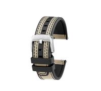 AXTGBHL Correa de Lona for Reloj fit for Mido M038 Breitling, Parte Inferior de Goma, 22mm, Suave, Resistente al Agua, Estilo Hebilla(Khaki-S)