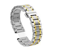 AXTGBHL Correa de metal de acero inoxidable Ajuste for TicWatch Pro 2020 3 Lite Gtx e2 s2 Moda Durable Reloj de reemplazo Pulsera de reemplazo Correas de reloj(Silver and Gold,E2)