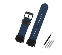 AXTGBHL Correa de nailon for reloj Casio AE1200wh 1300 SGW-300H 400 500 F91W F84 AEQ-110W, correa de nailon de lona con boca elevada for hombre, 18MM(Blue black pin)