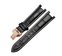 AXTGBHL Correa de reloj con muescas apta for GC Fit for Guess Fit for pulsera impermeable de cuero Passa 20MM 22 * 13MM for hombres(Black-b-rose gold,20.11mm)