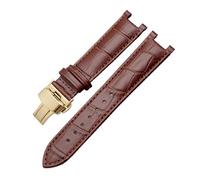 AXTGBHL Correa de reloj con muescas apta for GC Fit for Guess Fit for pulsera impermeable de cuero Passa 20MM 22 * 13MM for hombres(Brown-c-gold,20.11mm)