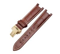 AXTGBHL Correa de reloj con muescas apta for GC Fit for Guess Fit for pulsera impermeable de cuero Passa 20MM 22 * 13MM for hombres(Brown-b-gold,22.13mm)