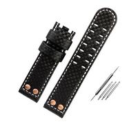 AXTGBHL Correa de reloj con remaches de oro rosa for Hamilton Fit for correa de aviación caqui H77696793 H7736733 Accesorios de pulsera de cuero de fibra de carbono 22 mm(Black-no buckle)