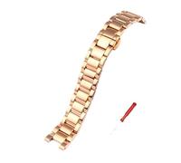AXTGBHL Correa de reloj de acero inoxidable con muesca for Rossini Fit for GC Fit for MK Fit for reloj de tres ojos MK6985 Correa de reloj for mujer 16 * 8 mm 18 * 10 mm 20 * 11 mm Pulsera(Rose Gold,1