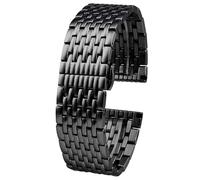 AXTGBHL Correa de reloj de acero inoxidable de 22 mm for Armani AR11238 11239 60024 Hombres Accesorios de pulsera de muñeca de muñeca de hebilla de mariposa sólida(Schwarz)